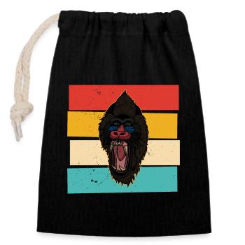 Mandrill Biologe Zoologe Tiere primat Safari - Verschließbarer Geschenkbeutel aus Baumwolle (14x20cm) - Schwarz - Vorne