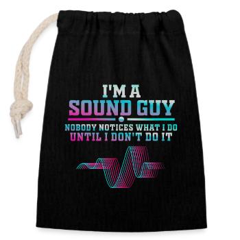 Sound Guy Not A Magician - Closable cotton gift bag (14x20cm) - black - Front
