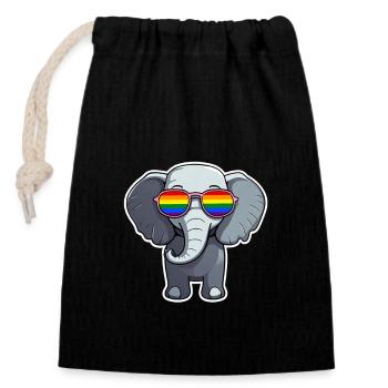 Éléphant LGBTQ - Sac cadeau en coton avec cordon (14 x 20 cm) - noir - Devant