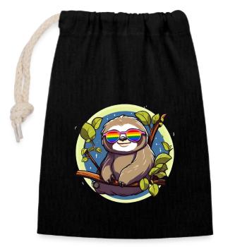 Mois de la fierté LGBTQ Sloth - Sac cadeau en coton avec cordon (14 x 20 cm) - noir - Devant