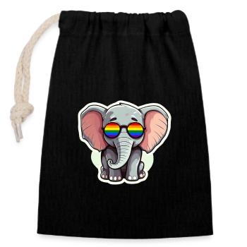 LGBTQ Elefant - Verschließbarer Geschenkbeutel aus Baumwolle (14x20cm) - Schwarz - Vorne