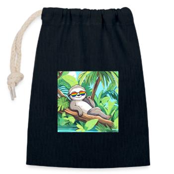 LGBTQ - Closable cotton gift bag (14x20cm) - navy - Front