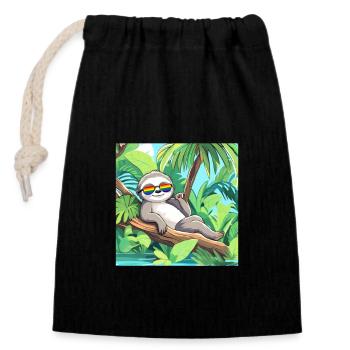 LGBTQ - Closable cotton gift bag (14x20cm) - black - Front
