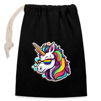 Mois de la fierté LGBTQIA+ Girafe LGBTQIA+ avec soleil - Sac cadeau en coton avec cordon (14 x 20 cm) - noir - Devant