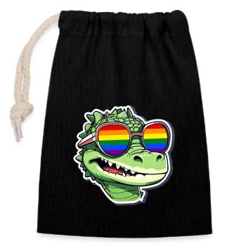 LGBTQ Krokodil LGBT Sonnenbrille Regenbogen Pride - Verschließbarer Geschenkbeutel aus Baumwolle (14x20cm) - Schwarz - Vorne
