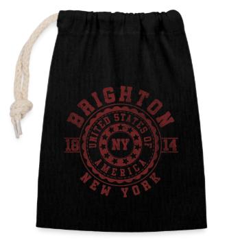 Brighton NY | New York Reise & Souvinier Geschenk - Verschließbarer Geschenkbeutel aus Baumwolle (14x20cm) - Schwarz - Vorne