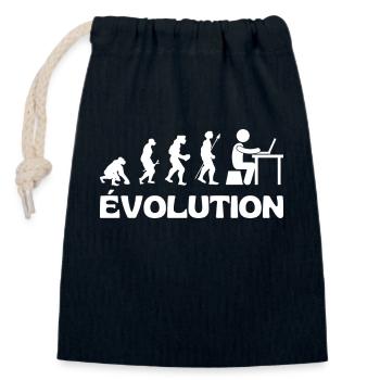 Evolution Geek Évolution Darwin Gaming Jeux Gamer - Sac cadeau en coton avec cordon (14 x 20 cm) - bleu marine - Devant