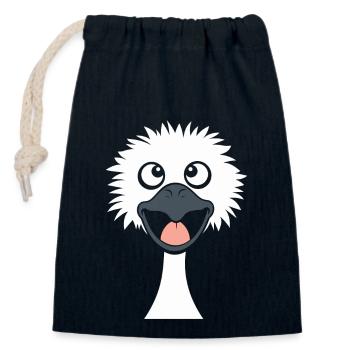 autruche - Sac cadeau en coton avec cordon (14 x 20 cm) - bleu marine - Devant