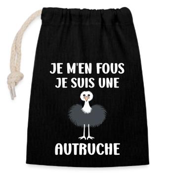 Humour autruche - Sac cadeau en coton avec cordon (14 x 20 cm) - noir - Devant