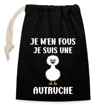 Humour autruche - Sac cadeau en coton avec cordon (14 x 20 cm) - noir - Devant