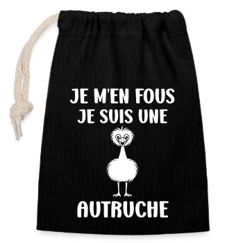 Humour autruche - Sac cadeau en coton avec cordon (14 x 20 cm) - noir - Devant