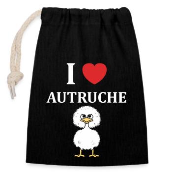 Humour autruche - Sac cadeau en coton avec cordon (14 x 20 cm) - noir - Devant