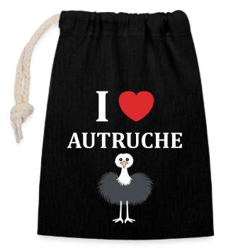 Humour autruche - Sac cadeau en coton avec cordon (14 x 20 cm) - noir - Devant