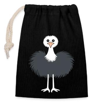 autruche - Sac cadeau en coton avec cordon (14 x 20 cm) - noir - Devant
