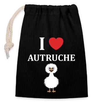 Humour autruche - Sac cadeau en coton avec cordon (14 x 20 cm) - noir - Devant