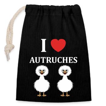 Humour autruche - Sac cadeau en coton avec cordon (14 x 20 cm) - noir - Devant