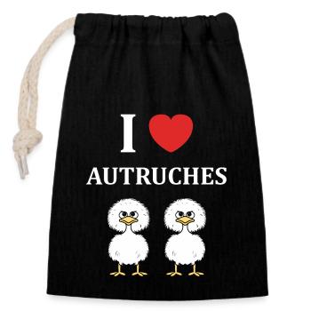 Humour autruche - Sac cadeau en coton avec cordon (14 x 20 cm) - noir - Devant