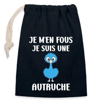 Humour autruche - Sac cadeau en coton avec cordon (14 x 20 cm) - bleu marine - Devant