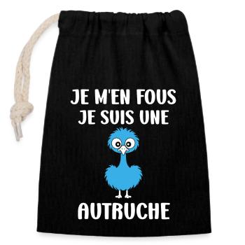 Humour autruche - Sac cadeau en coton avec cordon (14 x 20 cm) - noir - Devant