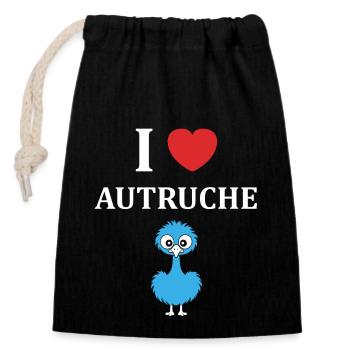Humour autruche - Sac cadeau en coton avec cordon (14 x 20 cm) - noir - Devant