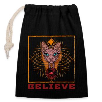 Ägypten Auge Horus Sphynx katze Hieroglyphe - Verschließbarer Geschenkbeutel aus Baumwolle (14x20cm) - Schwarz - Vorne
