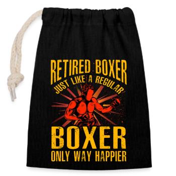 Boxeur à la retraite - Sac cadeau en coton avec cordon (14 x 20 cm) - noir - Devant