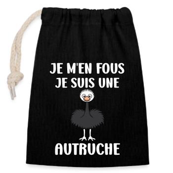Citation autruche - Sac cadeau en coton avec cordon (14 x 20 cm) - noir - Devant
