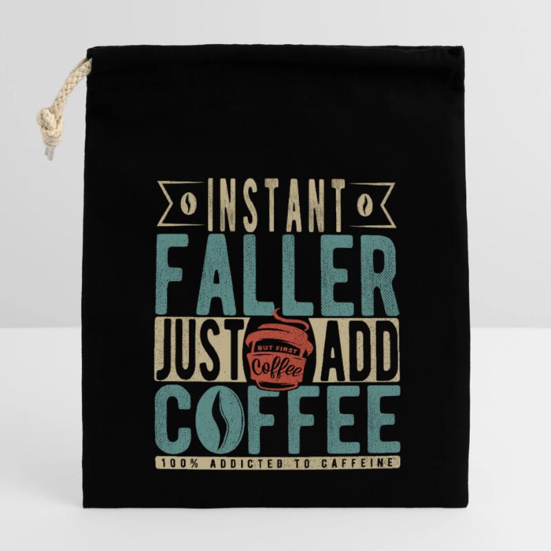 Instant Faller Il suffit d’ajouter du café Sac cadeau en coton avec cordon (14 x 20 cm)