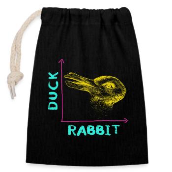 Wittgenstein lapin canard illusion - Sac cadeau en coton avec cordon (14 x 20 cm) - noir - Devant