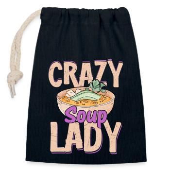 Crazy Soup Lady Bowl Meal Food - Closable cotton gift bag (14x20cm) - navy - Front