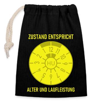 HU - Zustand entspricht Alter und Laufleistung - Verschließbarer Geschenkbeutel aus Baumwolle (14x20cm) - Schwarz - Vorne