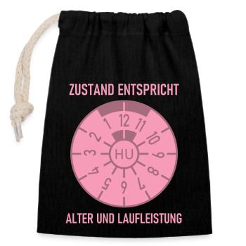 HU - Zustand entspricht Alter und Laufleistung - Verschließbarer Geschenkbeutel aus Baumwolle (14x20cm) - Schwarz - Vorne