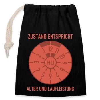 HU - Zustand entspricht Alter und Laufleistung - Verschließbarer Geschenkbeutel aus Baumwolle (14x20cm) - Schwarz - Vorne