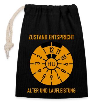 HU - Zustand entspricht Alter und Laufleistung - Verschließbarer Geschenkbeutel aus Baumwolle (14x20cm) - Schwarz - Vorne