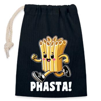 Phasta Lustige Pasta Laufen Oder Sprinten Im Fitnessstudio - Verschließbarer Geschenkbeutel aus Baumwolle (14x20cm) - Navy - Vorne