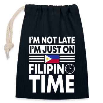 Filipino Time - Verschließbarer Geschenkbeutel aus Baumwolle (14x20cm) - Navy - Vorne