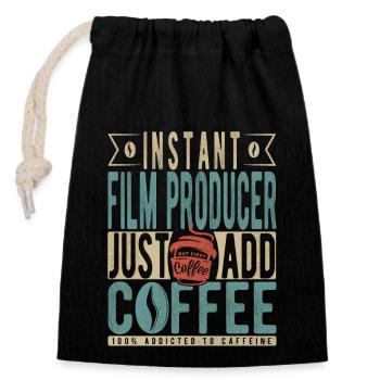 Producteur de film instantané Il suffit d’ajouter du café - Sac cadeau en coton avec cordon (14 x 20 cm) - noir - Devant