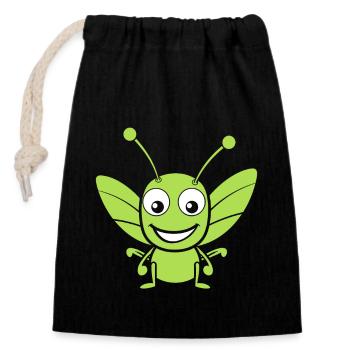 Grasshopper - Closable cotton gift bag (14x20cm) - black - Front