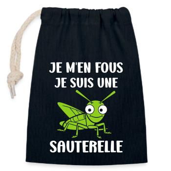 Insecte humour Sauterelle - Sac cadeau en coton avec cordon (14 x 20 cm) - bleu marine - Devant