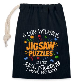 A Day Without Jigsaw Puzzles Solving Piece - Verschließbarer Geschenkbeutel aus Baumwolle (14x20cm) - Navy - Vorne