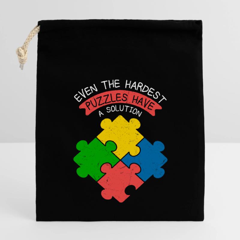 Même les puzzles les plus difficiles ont une pièce de solution Jig Sac cadeau en coton avec cordon (14 x 20 cm)