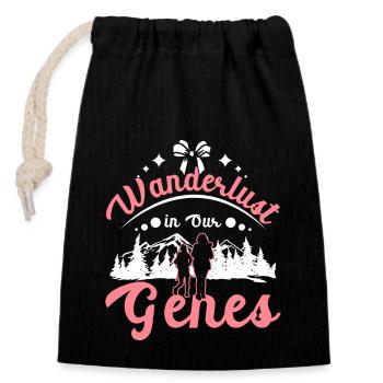 Mother daughter wanderlust in our genes - Closable cotton gift bag (14x20cm) - black - Front
