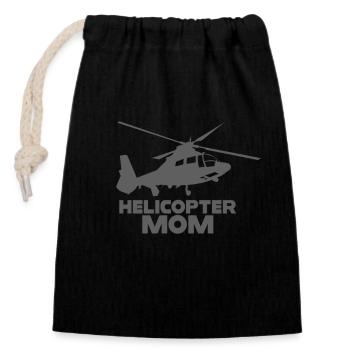 Hélicoptère Parents Drôle Hélicoptère Maman - Sac cadeau en coton avec cordon (14 x 20 cm) - noir - Devant