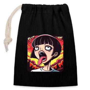 Se délecter de la nature : Anime Cartoon Girl - Sac cadeau en coton avec cordon (14 x 20 cm) - noir - Devant
