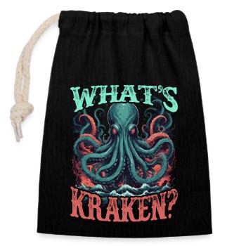 Kraken Legendary sea creature. - Closable cotton gift bag (14x20cm) - black - Front