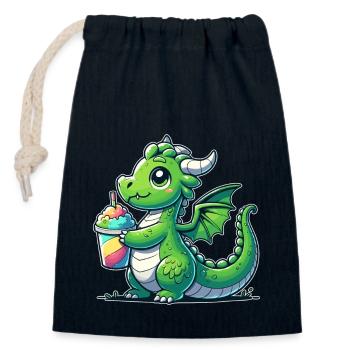 Drache mit Matsch-Eis - Verschließbarer Geschenkbeutel aus Baumwolle (14x20cm) - Navy - Vorne