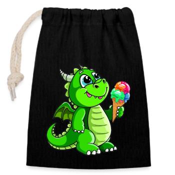 Dragon avec de la glace Comic - Sac cadeau en coton avec cordon (14 x 20 cm) - noir - Devant