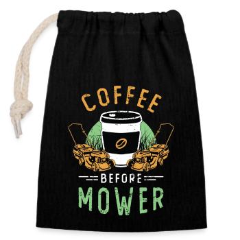 Mower Coffee Before Mower Lawn Ranger Coffee Lover - Closable cotton gift bag (14x20cm) - black - Front