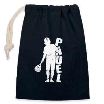 Padel Tennis Spieler mit Padelschläger - Verschließbarer Geschenkbeutel aus Baumwolle (14x20cm) - Navy - Vorne