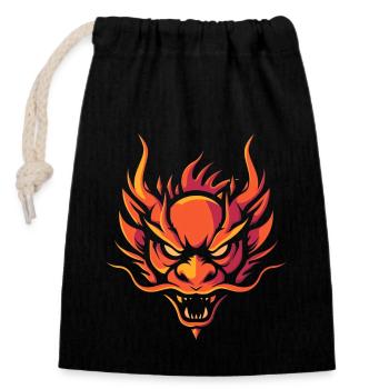 Chinese Dragon Head - Closable cotton gift bag (14x20cm) - black - Front